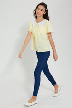 تنزيل الصورة على معرض الصور، Redtag-Yellow-Chiffly-Collar-Top-Blouses-Senior-Girls-9 to 14 Years