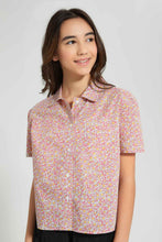 تنزيل الصورة على معرض الصور، Redtag-Yellow-Floral-Print-Crop-Shirt-Blouses-Senior-Girls-9 to 14 Years