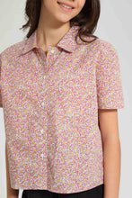 تنزيل الصورة على معرض الصور، Redtag-Yellow-Floral-Print-Crop-Shirt-Blouses-Senior-Girls-9 to 14 Years