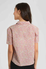 تنزيل الصورة على معرض الصور، Redtag-Yellow-Floral-Print-Crop-Shirt-Blouses-Senior-Girls-9 to 14 Years