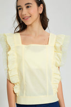 تنزيل الصورة على معرض الصور، Redtag-Yellow-Rufffled-Sleeve-Top-Blouses-Senior-Girls-9 to 14 Years