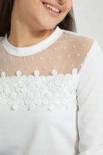 تنزيل الصورة على معرض الصور، Redtag-White-L/S-Lace-Top-Long-Sleeves-Senior-Girls-9 to 14 Years