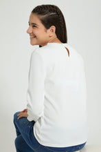 تنزيل الصورة على معرض الصور، Redtag-White-L/S-Lace-Top-Long-Sleeves-Senior-Girls-9 to 14 Years