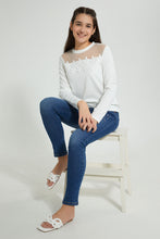 تنزيل الصورة على معرض الصور، Redtag-White-L/S-Lace-Top-Long-Sleeves-Senior-Girls-9 to 14 Years