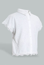 Load image into Gallery viewer, Redtag-White-Collared-Chiffly-Shirt-Colour:White,-Filter:Senior-Girls-(9-to-14-Yrs),-GSR-Blouses,-New-In,-New-In-GSR,-Non-Sale,-S22A,-Section:Kidswear-Senior-Girls-9 to 14 Years