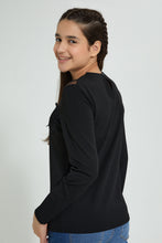 تنزيل الصورة على معرض الصور، Redtag-Black-L/S-Lace-Top-Long-Sleeves-Senior-Girls-9 to 14 Years