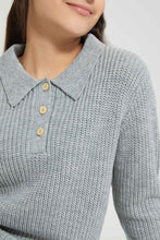 Load image into Gallery viewer, Redtag-Grey-Melange-Collared-Pullover-Jumpers-Senior-Girls-9 to 14 Years