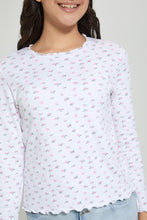 تنزيل الصورة على معرض الصور، بلوزة كشكش بطبعات باللون الأبيض