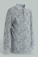 تنزيل الصورة على معرض الصور، Redtag-Grey-Marl-Long-Sleeve-Splat-Print-Polo-Shirt-Polo-Shirts-Boys-2 to 8 Years