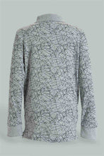 تنزيل الصورة على معرض الصور، Redtag-Grey-Marl-Long-Sleeve-Splat-Print-Polo-Shirt-Polo-Shirts-Boys-2 to 8 Years