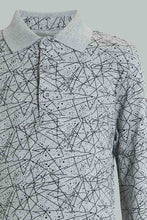 تنزيل الصورة على معرض الصور، Redtag-Grey-Marl-Long-Sleeve-Splat-Print-Polo-Shirt-Polo-Shirts-Boys-2 to 8 Years
