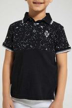 تنزيل الصورة على معرض الصور، Redtag-Black-Splat-Print-Cut-&-Sew-Polo-Polo-Shirts-Boys-2 to 8 Years