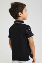 تنزيل الصورة على معرض الصور، Redtag-Black-Splat-Print-Cut-&-Sew-Polo-Polo-Shirts-Boys-2 to 8 Years