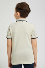 Load image into Gallery viewer, Redtag-Beige-Splat-Print-Cut-&-Sew-Polo-Polo-Shirts-Boys-2 to 8 Years