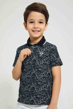 تنزيل الصورة على معرض الصور، Redtag-Black-Splat-Print-Short-Sleeve-Polo-Shirt-Polo-Shirts-Boys-2 to 8 Years