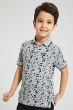 تنزيل الصورة على معرض الصور، Redtag-Grey-Splat-Print-Short-Sleeve-Polo-Shirt-Polo-Shirts-Boys-2 to 8 Years