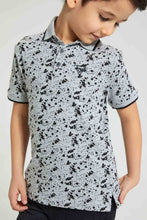 تنزيل الصورة على معرض الصور، Redtag-Grey-Splat-Print-Short-Sleeve-Polo-Shirt-Polo-Shirts-Boys-2 to 8 Years