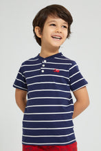 تنزيل الصورة على معرض الصور، Redtag-Navy-Stripe-T-Shirt-With-Woven-Shorts-Set-Sets-Boys-2 to 8 Years
