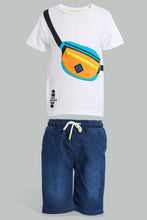 تنزيل الصورة على معرض الصور، Redtag-White-Pouch-Bag-Applique-Set-With-Knit-Denim-Sets-Boys-2 to 8 Years