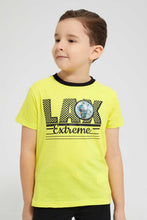 تنزيل الصورة على معرض الصور، Redtag-Yellow-Lenticular-Print-T-Shirt-And-Short-Set-Sets-Boys-2 to 8 Years