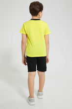 تنزيل الصورة على معرض الصور، Redtag-Yellow-Lenticular-Print-T-Shirt-And-Short-Set-Sets-Boys-2 to 8 Years