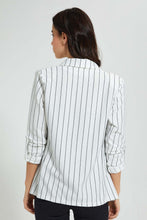 تنزيل الصورة على معرض الصور، Redtag-White-Stripe-Rolled-Up-Sleeve-Jacket-Jackets-Women's-