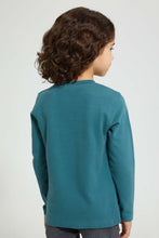 تنزيل الصورة على معرض الصور، Redtag-Blue-Long-Sleeve-Jacquard-Henley-T-Shirt-Long-Sleeves-Boys-2 to 8 Years