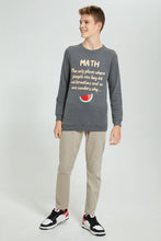 تنزيل الصورة على معرض الصور، Redtag-Charcoal-Math-Sweat-T-Shirt-Long-Sleeves-Senior-Boys-9 to 14 Years