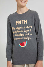 تنزيل الصورة على معرض الصور، Redtag-Charcoal-Math-Sweat-T-Shirt-Long-Sleeves-Senior-Boys-9 to 14 Years