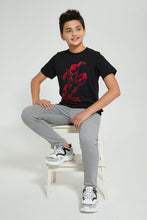 تنزيل الصورة على معرض الصور، Redtag-Black-Spiderman-T-Shirt-Graphic-Prints-Senior-Boys-9 to 14 Years