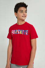 تنزيل الصورة على معرض الصور، Redtag-Red-Fortnite-T-Shirt-Graphic-Prints-Senior-Boys-9 to 14 Years