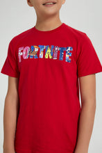 تنزيل الصورة على معرض الصور، Redtag-Red-Fortnite-T-Shirt-Graphic-Prints-Senior-Boys-9 to 14 Years