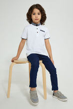 Load image into Gallery viewer, Redtag-White-Smart-Woven-Collar-Polo-Shirt-Polo-Shirts-Boys-2 to 8 Years