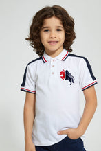 Load image into Gallery viewer, Redtag-White-Polo-Shirt-With-Horse-Logo-Polo-Shirts-Boys-2 to 8 Years