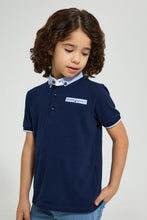 Load image into Gallery viewer, Redtag-Navy-Smart-Woven-Collar-Polo-Shirt-Polo-Shirts-Boys-2 to 8 Years
