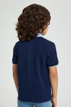 Load image into Gallery viewer, Redtag-Navy-Smart-Woven-Collar-Polo-Shirt-Polo-Shirts-Boys-2 to 8 Years