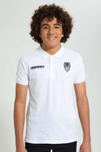 Load image into Gallery viewer, Redtag-White-Black-Panther-Polo-Polo-Shirts-Senior-Boys-9 to 14 Years
