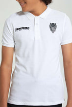 Load image into Gallery viewer, Redtag-White-Black-Panther-Polo-Polo-Shirts-Senior-Boys-9 to 14 Years