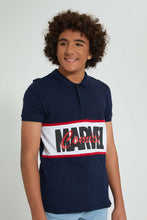 Load image into Gallery viewer, Redtag-Navy-Marvel-Polo-Polo-Shirts-Senior-Boys-9 to 14 Years