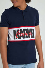 Load image into Gallery viewer, Redtag-Navy-Marvel-Polo-Polo-Shirts-Senior-Boys-9 to 14 Years