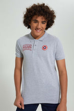 Load image into Gallery viewer, Redtag-Grey-Captain-America-Polo-Polo-Shirts-Senior-Boys-9 to 14 Years