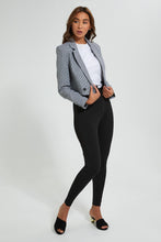 Load image into Gallery viewer, Redtag-Black-Checked-Long-Sleeve-Cropped-Jacket-Jackets-Women's-0