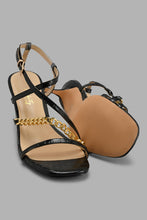 Load image into Gallery viewer, Redtag-Black-Chain-Trim-Sandal-Slingbacks-Women's-