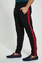 تنزيل الصورة على معرض الصور، Redtag-Black-Track-Pant-With-Side-Tape-Joggers-Men's-