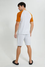 تنزيل الصورة على معرض الصور، Redtag-Ecru-Reglan-Sleeve-Night-Suit-With-Chest-Logo-Pyjama-Sets-Men's-