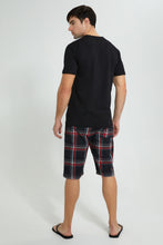 تنزيل الصورة على معرض الصور، Redtag-White-T-Shirt-With-Woven-Shorts-Nightsuit-Pyjama-Sets-Men's-