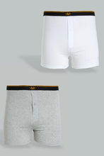 Load image into Gallery viewer, Redtag-White-&-Grey-2-Pack-Loose-Knit-Boxer-Trunks-Men's-