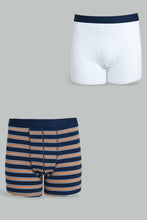 Load image into Gallery viewer, Redtag-Navy-Yarn-Dye-&-White-2-Pack-Hipster-Briefs-Men's-