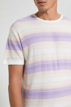 Load image into Gallery viewer, Redtag-Purple-Stripe-T-Shirt-Striped-Men's-