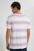 Load image into Gallery viewer, Redtag-Purple-Stripe-T-Shirt-Striped-Men's-